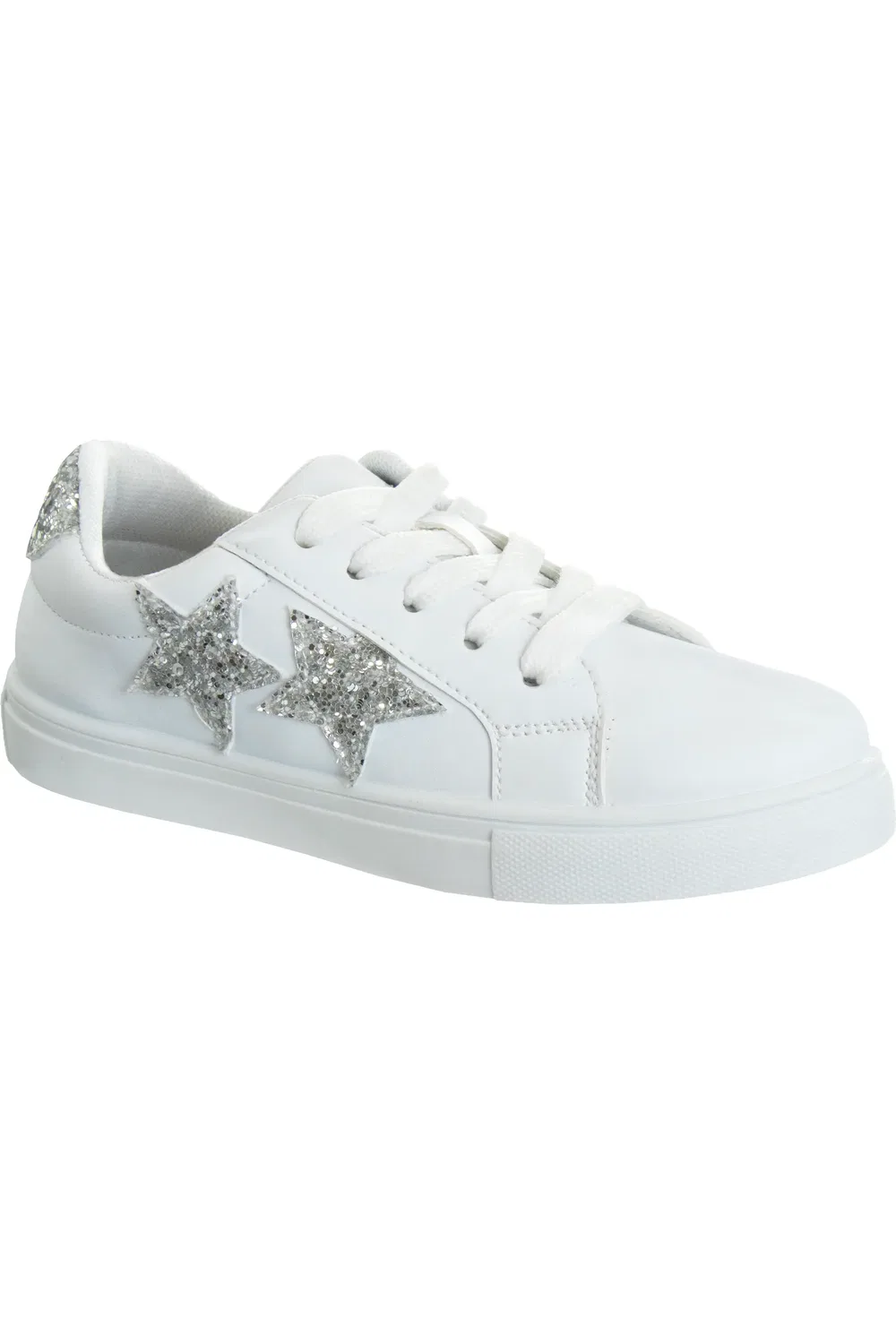 Кроссовки детские повседневные с блестками Lace Up Kensie Girl, White Silver
