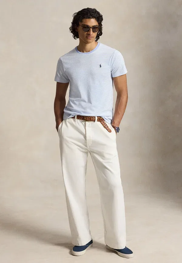 Футболка хлопковая Custom slim fit soft cotton t-shirt Polo Ralph Lauren, Newport Navy/White, белый — фото 2