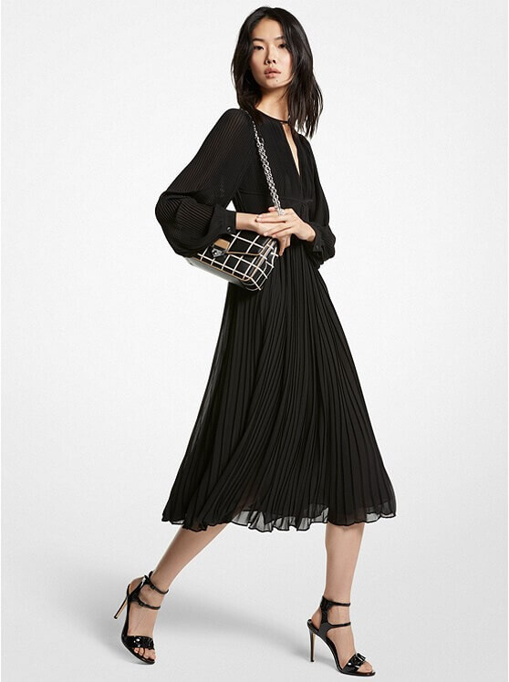 

Платье-миди Michael Michael Kors Pleated Georgette, черный