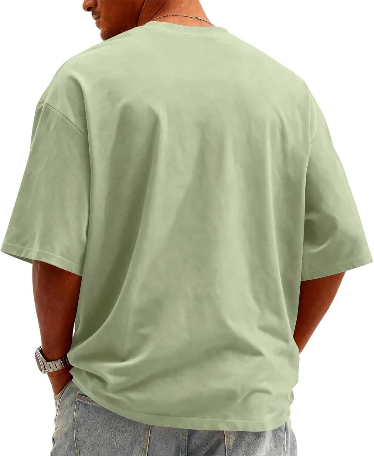 Мужская футболка оверсайз с круглым вырезом Generic, Light Green — фото 3