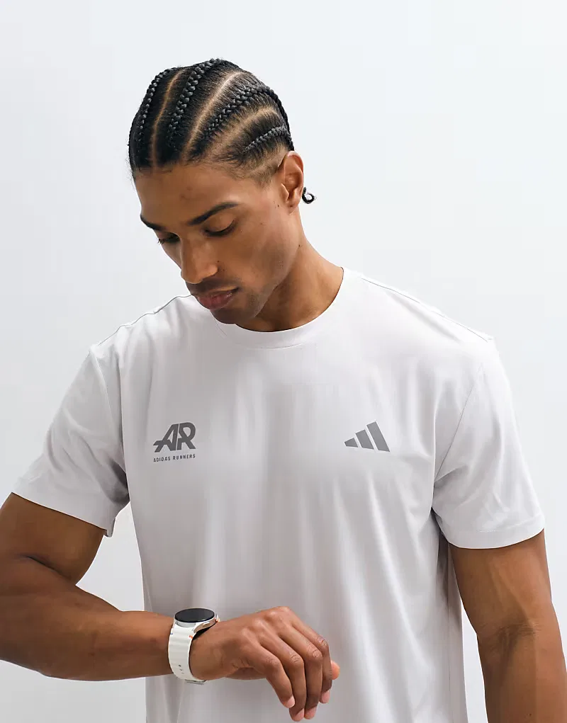 Футболка Adidas Running adi365 AR с принтом на спине, серо-розовый — фото 3