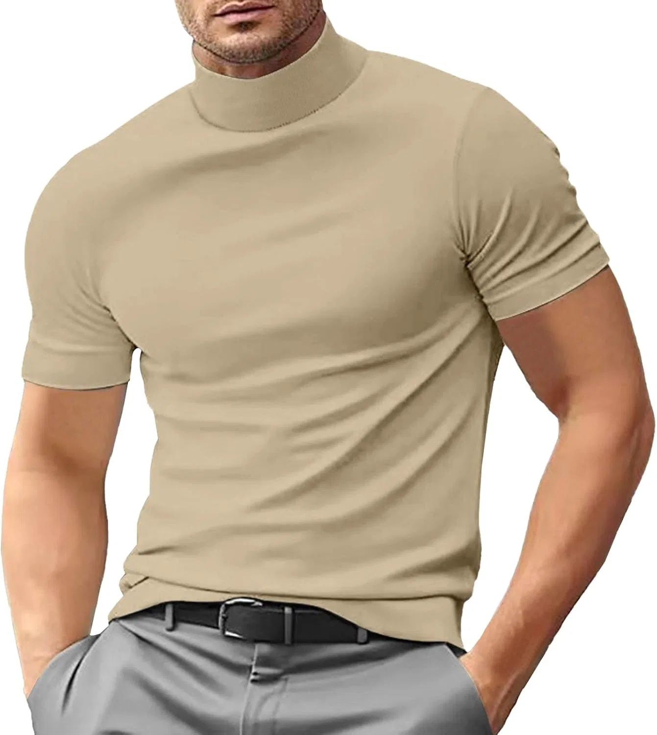 Мужская футболка с высоким воротом Basic Knit Tee, At