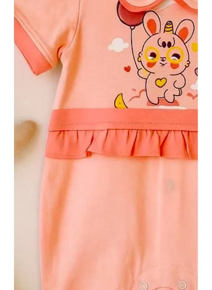 Комплект для новорожденных с принтом зайчика, Andrina, оранжевый — фото 4
