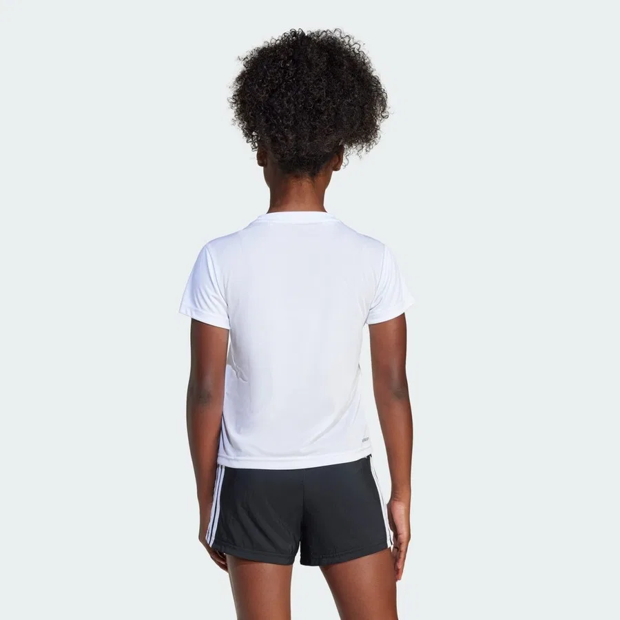 Детская футболка с длинным рукавом Train Essentials Regular Fit Logo Training Tee Kids adidas, Бело-черный — фото 2