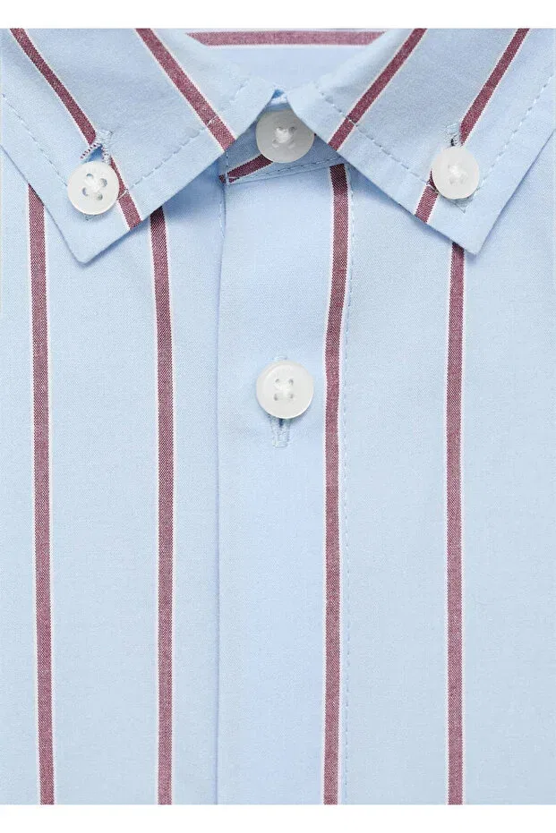 Детская рубашка для мальчиков с длинным рукавом Mango Kids, Sky Blue — фото 4