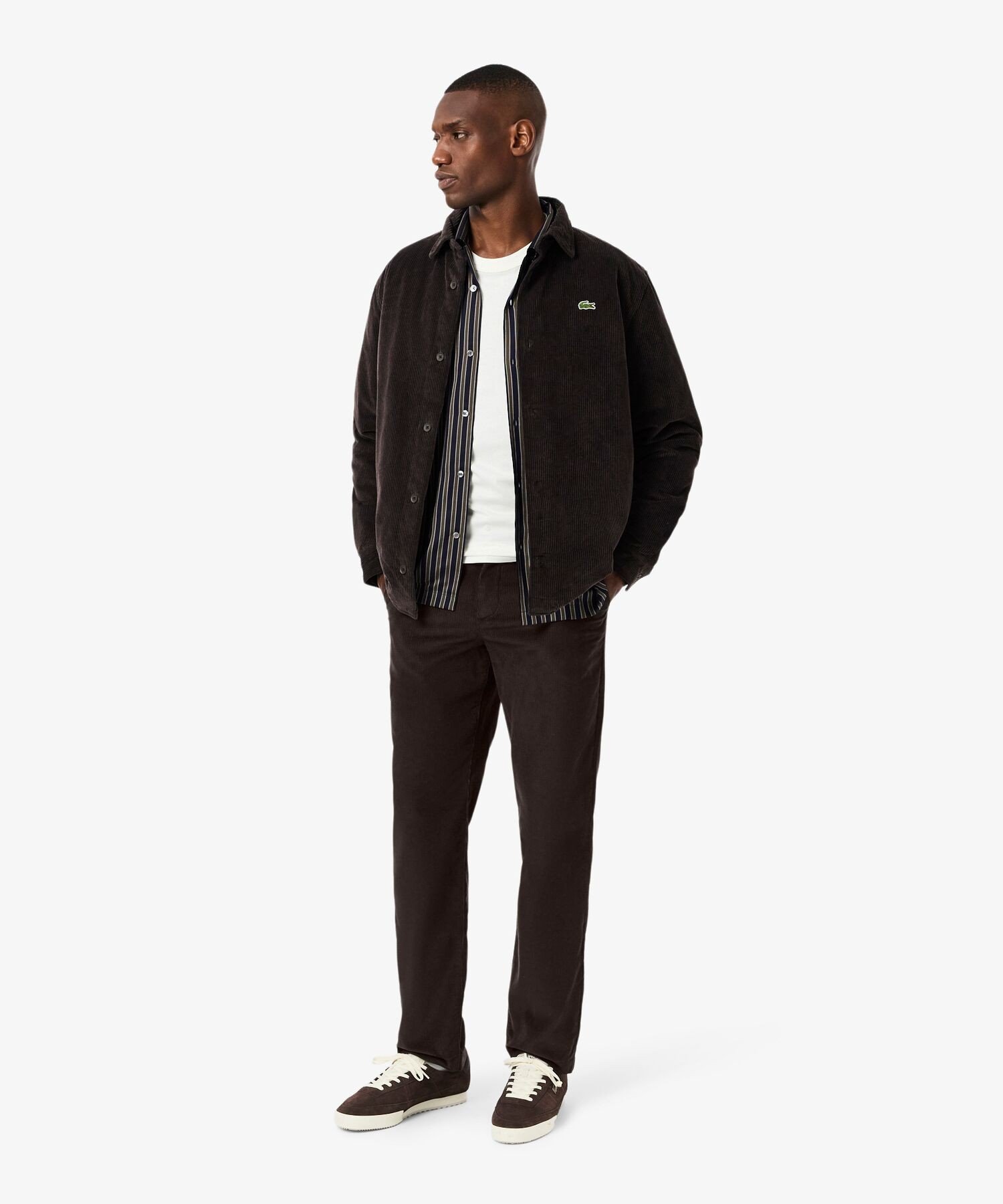 Простые вельветовые брюки LACOSTE, Dark Brown — фото 2