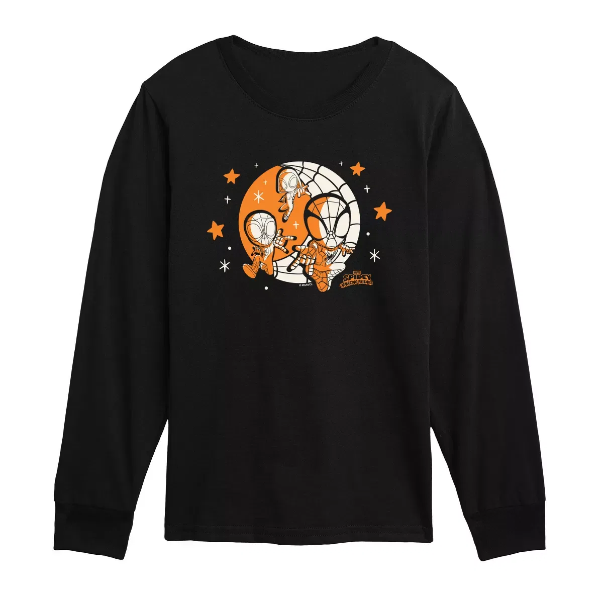 Детское футболка с длинным рукавом Spidey And His Amazing Friends - Halloween Moon Spidey and His Amazing Friends, Black