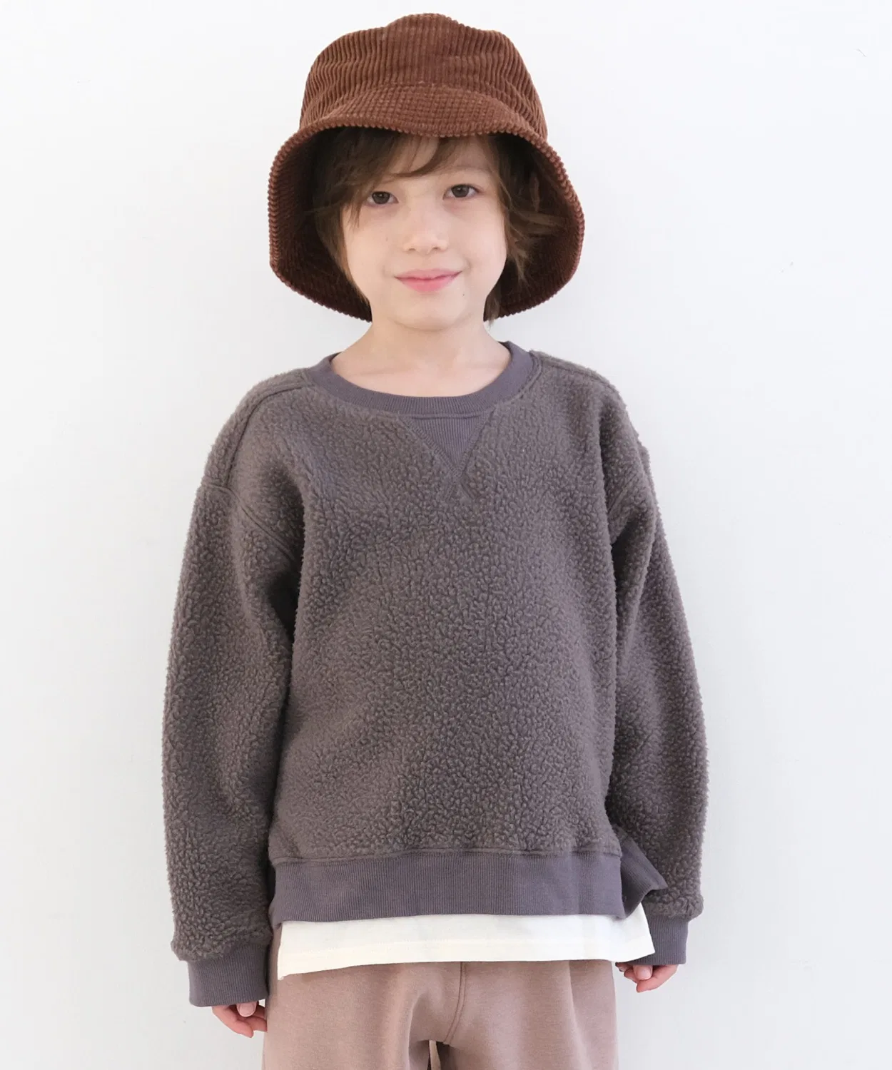 Детский свитшот из флиса с длинным рукавомever closet, Charcoal