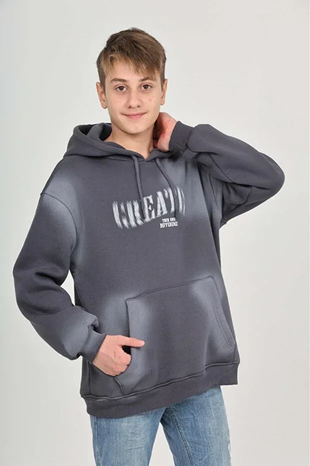 Детские свитшот для мальчиков с принтом Pistole Toontoy, Smoke Grey — фото 2