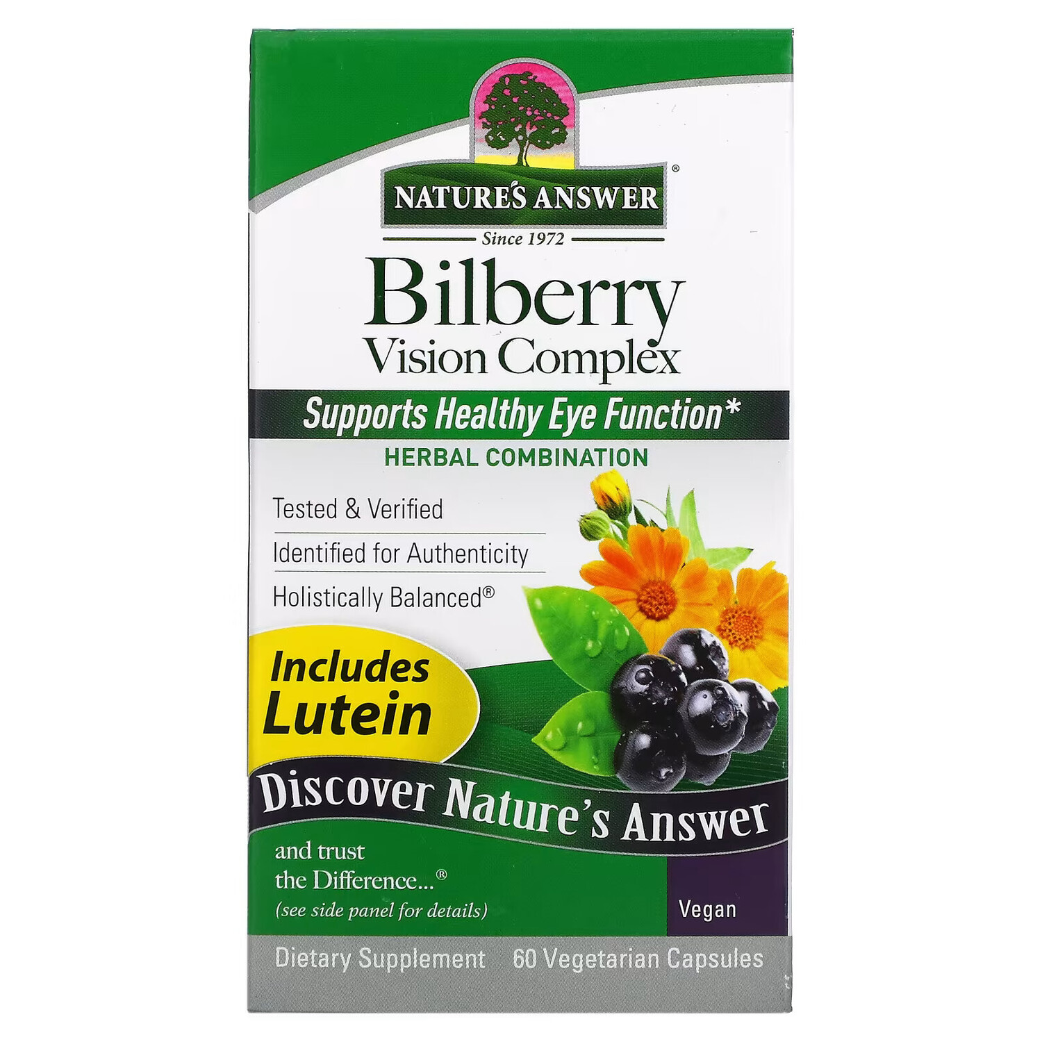 

Nature's Answer, Bilberry Vision Complex, 60 вегетарианских капсул