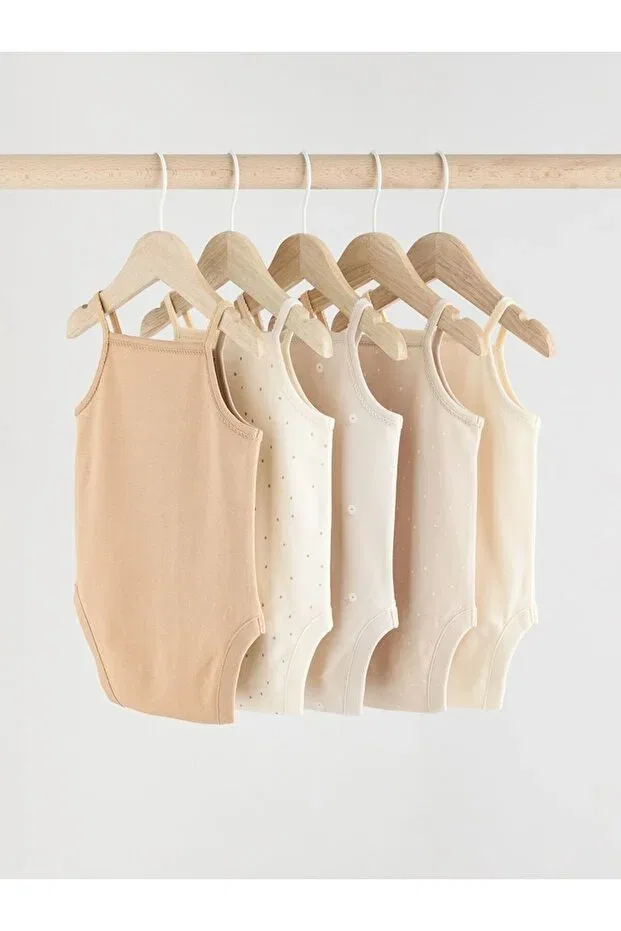 Детское боди-комплект для девочек хлопковый 5 предметов Next Baby, Cream — фото 2