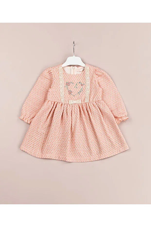 Детское платье для девочек с длинным рукавом Vintage Touch Baby Dress Didustore, Salmon