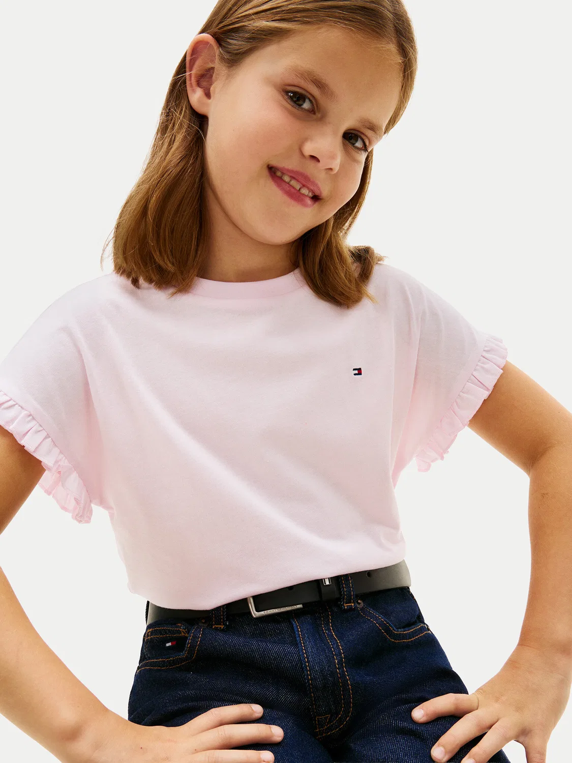 Футболка свободного кроя для девочки Essential Tommy Hilfiger, светло-розовый — фото 4