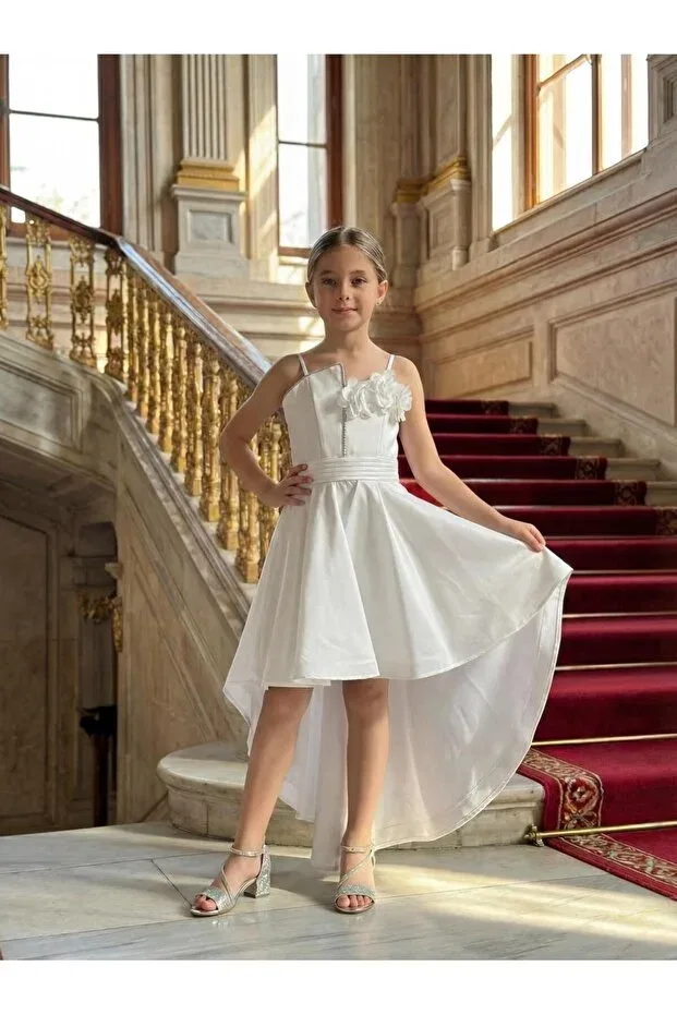 Детское платье для девочек с асимметричной юбкой Butikhappykids, Cream