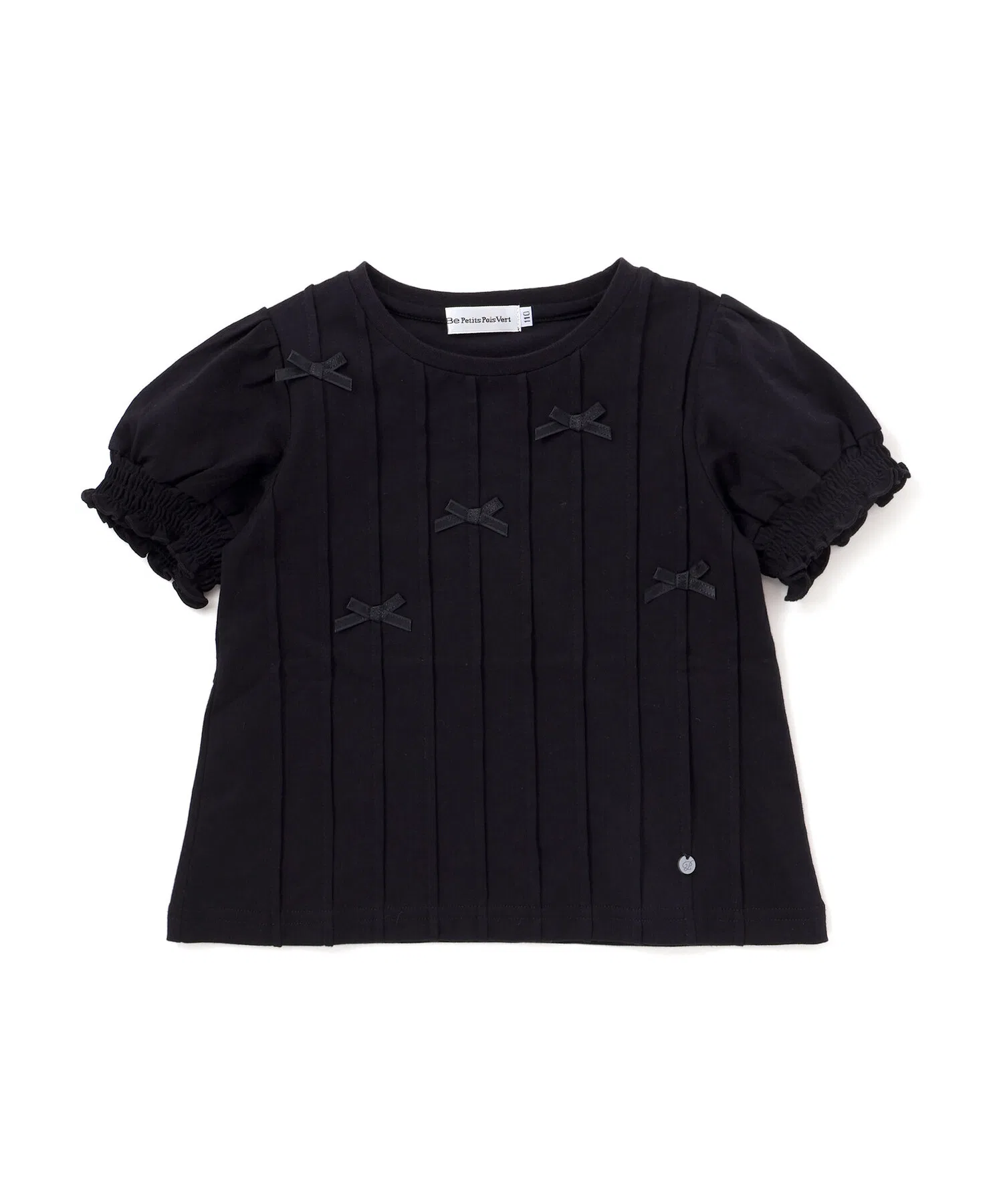 Детская футболка с бантом BeBe Petits Pois Vert чёрная