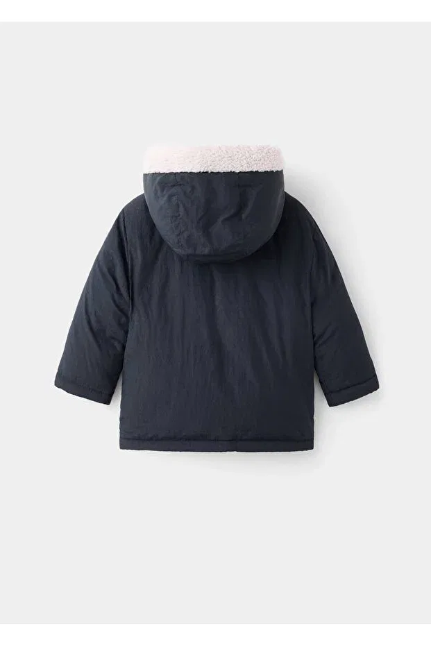 Детская куртка для девочек с капюшоном Mango Baby, Navy Blue — фото 3