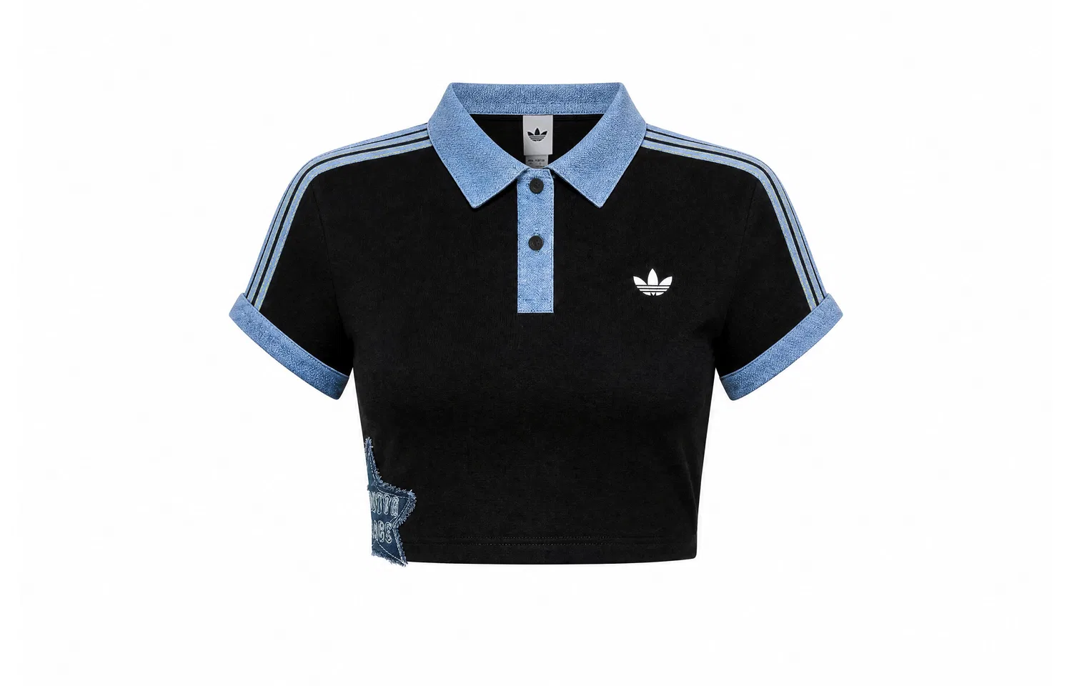 Женское поло с воротником, с принтом, Denim Star-Black, Adidas Originals