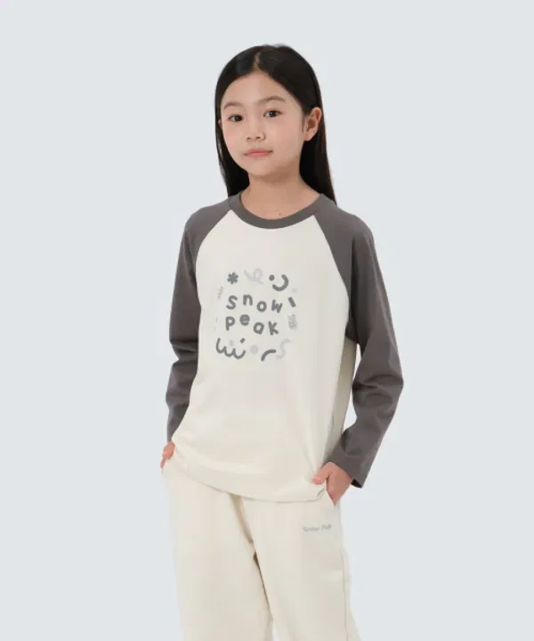 Детская футболка с реглан-рукавом, s25fkftl81 Snowpeak Apparel Kids, charcoal