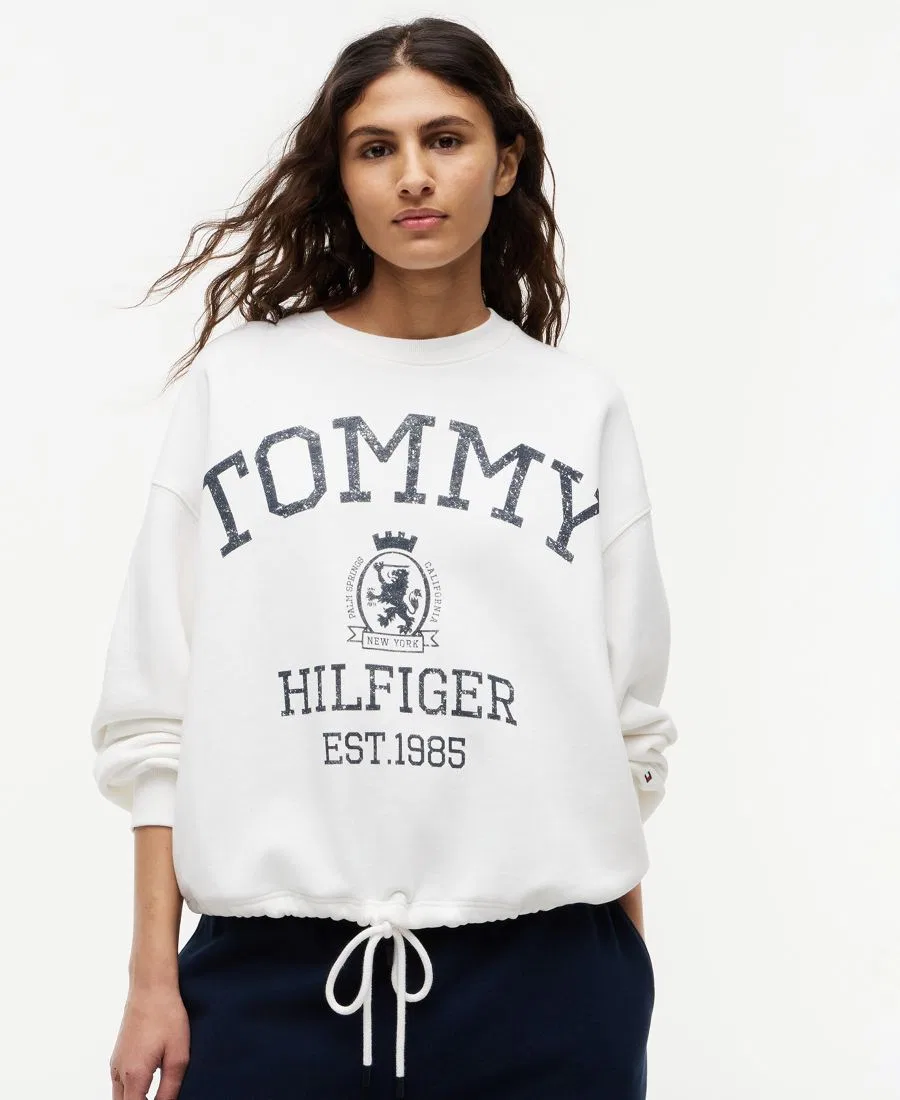 Свитшот женский с круглым вырезом, с принтом Tommy Hilfiger, Ecru