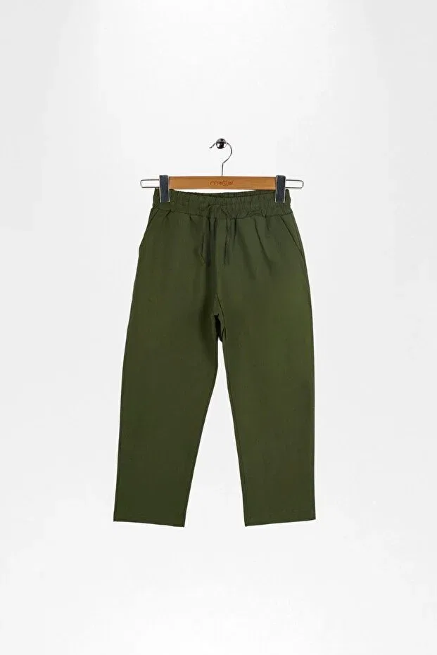 Детские брюки для девочек льняные Mutlu Kids, Khaki — фото 3