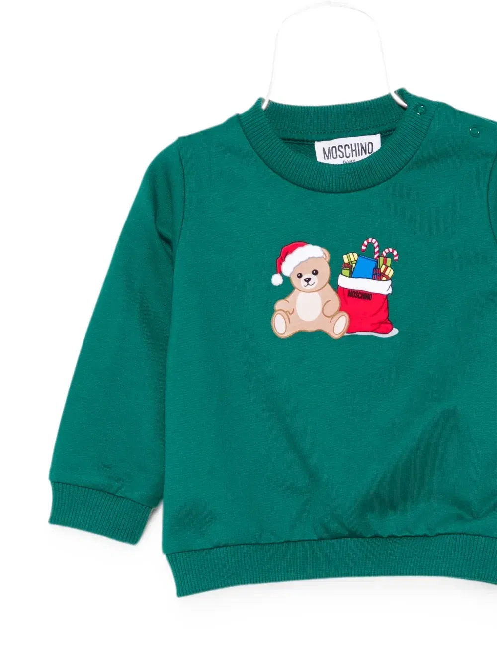 Свитер с медвежонком Тедди Moschino Kids, зеленый — фото 3