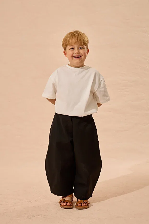 Детские брюки для девочек широкие Barrel pants Fahhar Kids, Black — фото 2