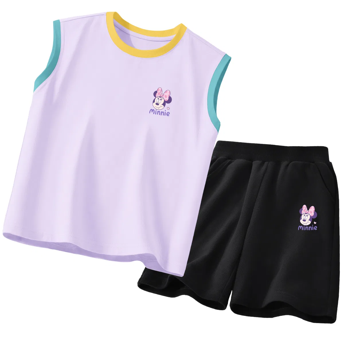 Детский спортивный костюм с круглым вырезом, модель Crew Neck, Disney, Yellow Purple