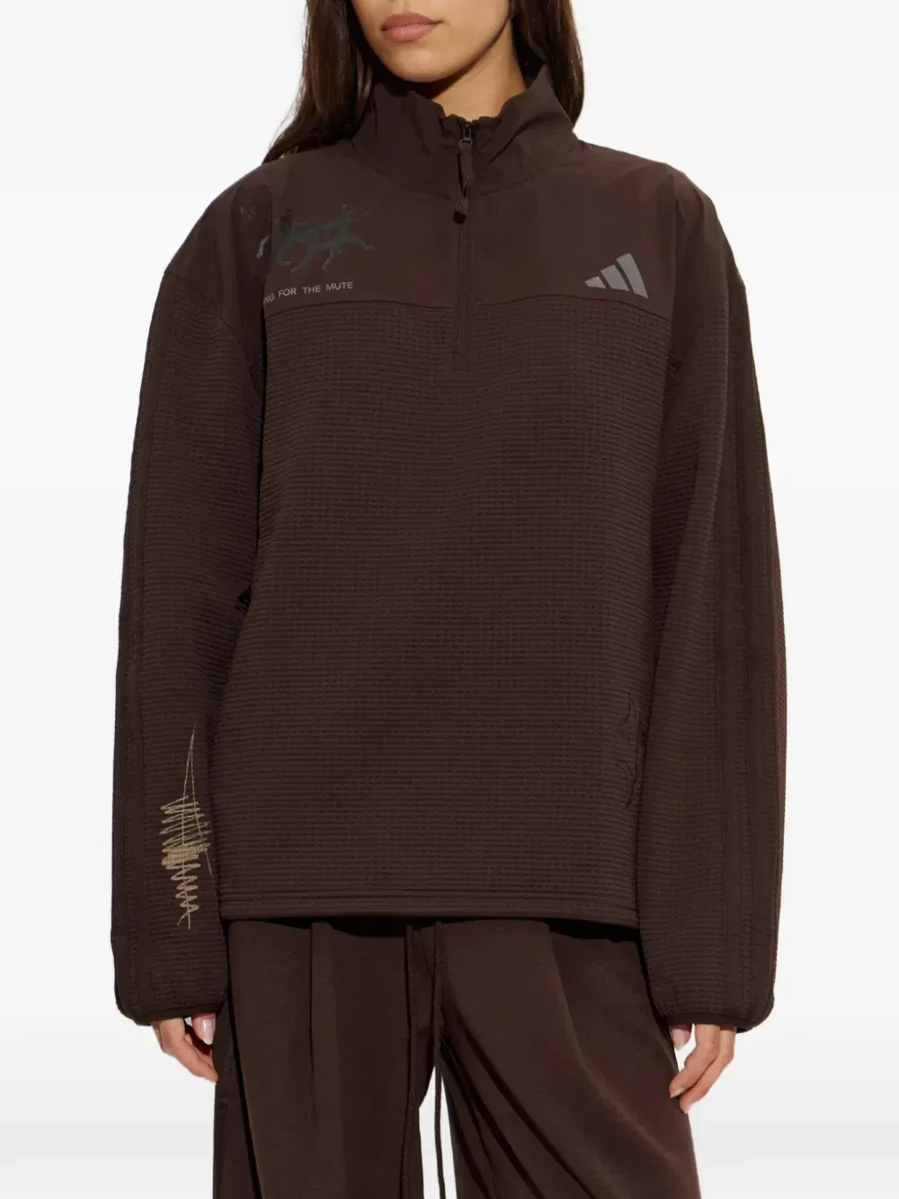 Song for the Mute джемпер на молнии до середины груди Adidas, коричневый — фото 3