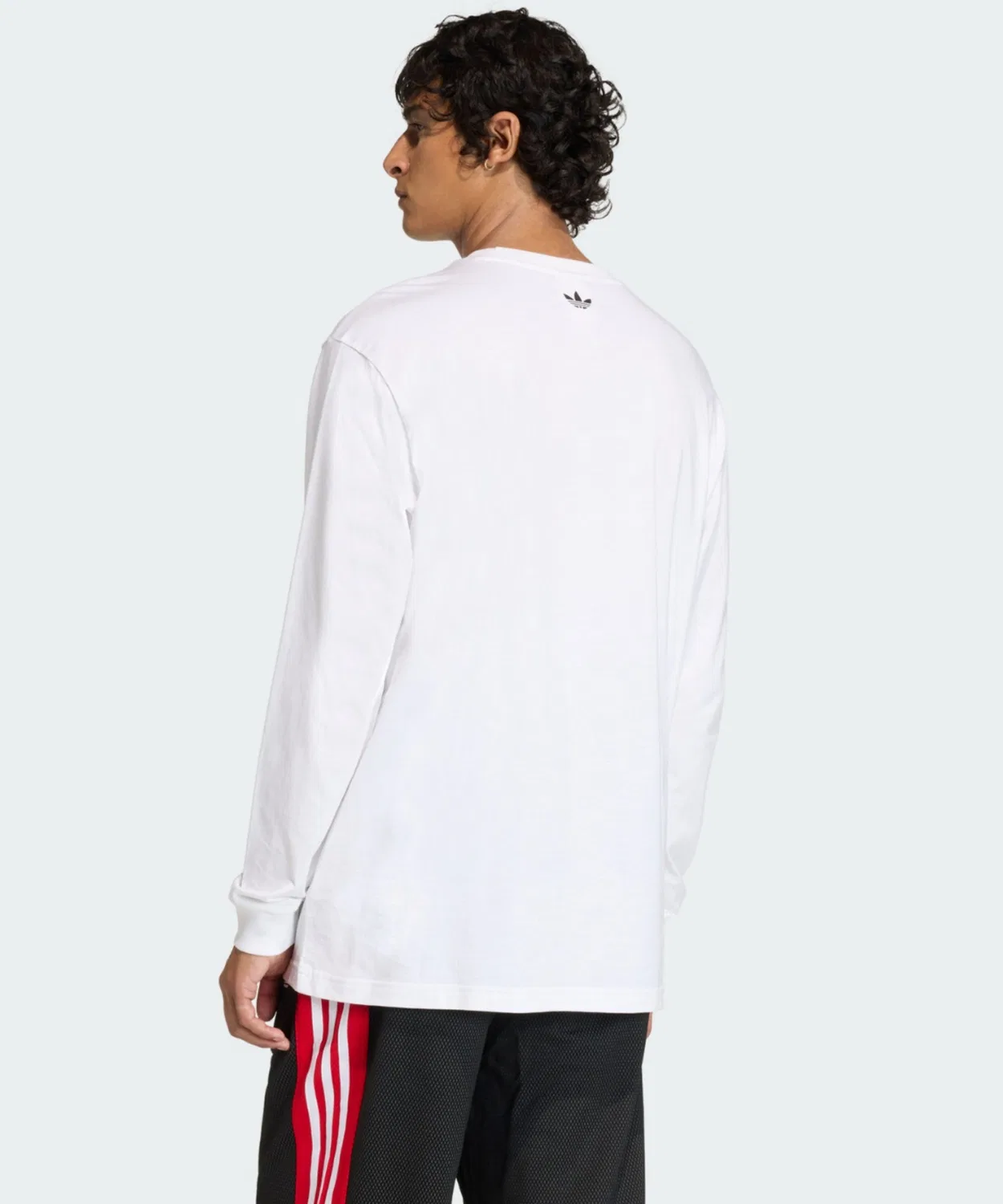 Мужская футболка с длинным рукавомс графическим принтом Adidas Originals, Белая — фото 2