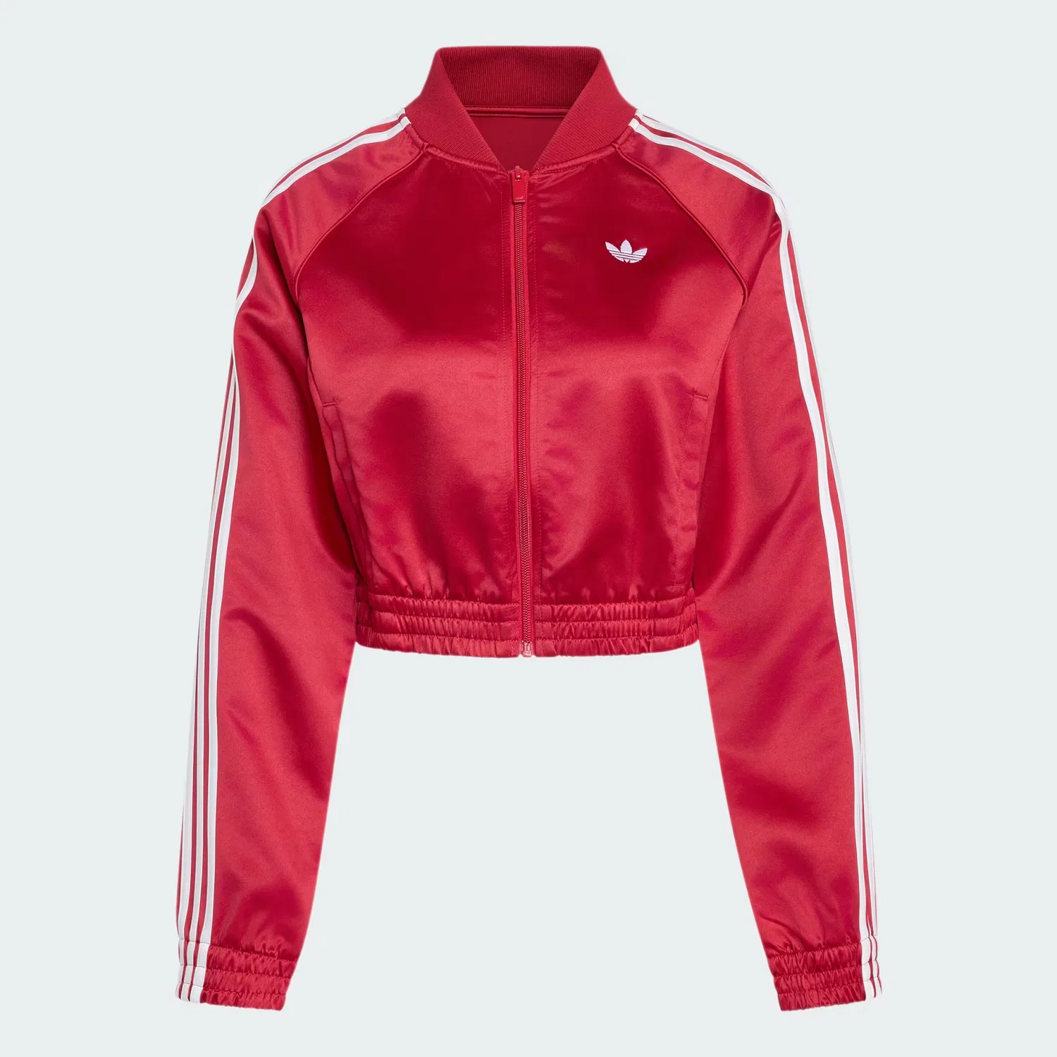 Женская куртка-бомбер из атласа SATIN SST Adidas Originals, красный/белый — фото 4