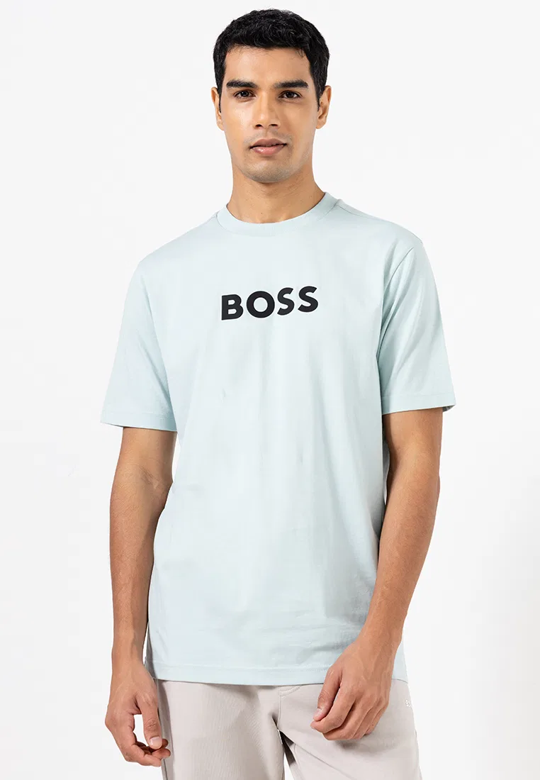 Футболка, логотип, BOSS Green, бирюзовый