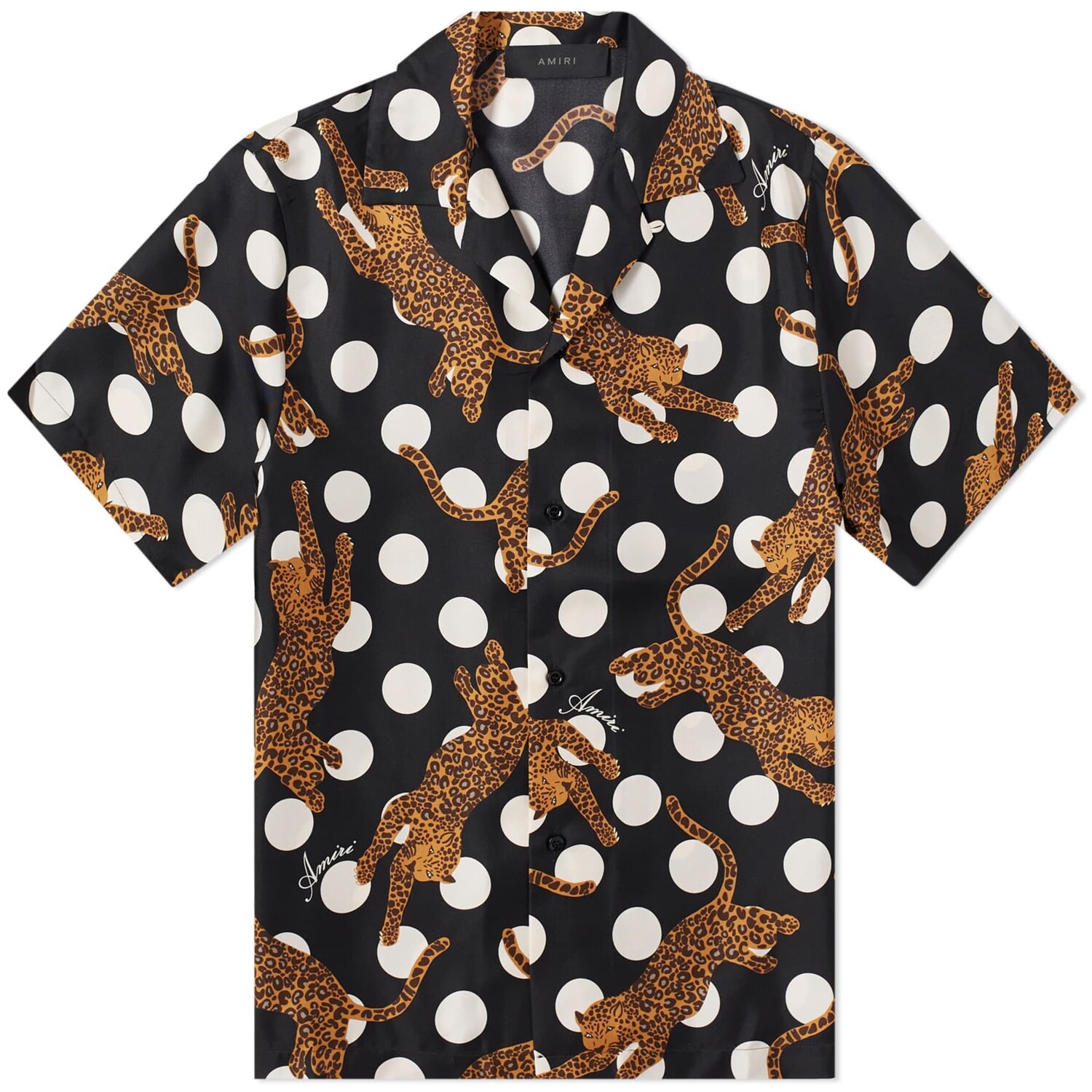 

Рубашка Amiri Leopard Polka Short Sleeve Vacation, черный/мультиколор