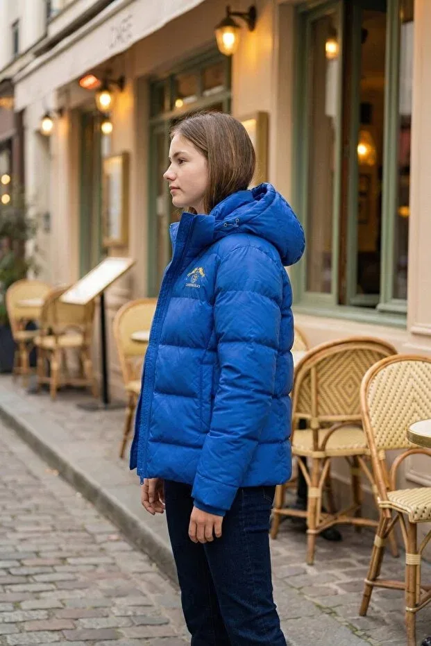 Детское пальто для девочек с длинным рукавом Famoda, Blue — фото 2