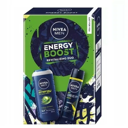 Набор гель для душа и антиперспирант Nivea Men Energy Boost Revitalizing Duo 250 мл + 150 мл, Энергия