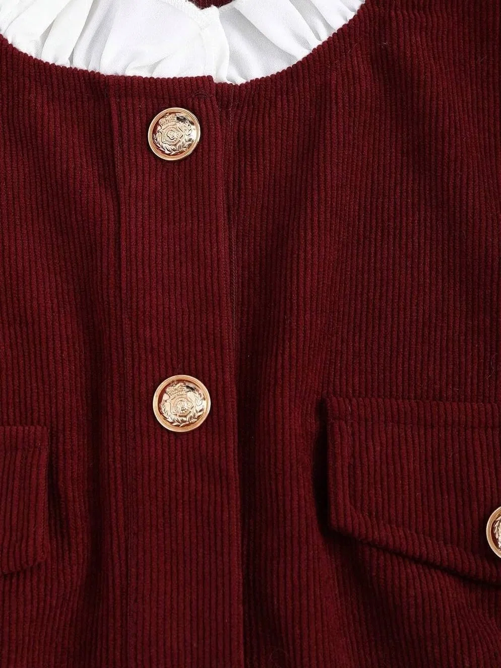 Женское элегантное платье с воротником-стойкой EsEiCo, Burgundy — фото 4