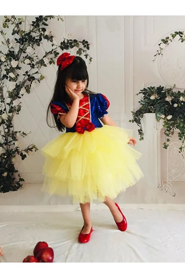 Детское платье для девочек с пайетками Princess Buse&Eylül Bebe, Yellow — фото 4