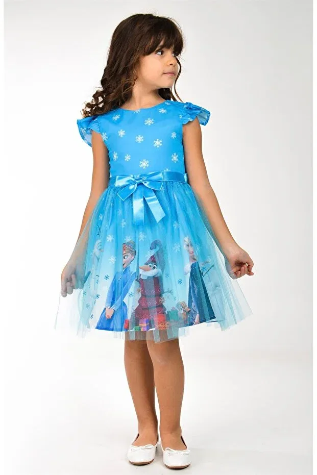 Детское платье для девочек с принтом Elsa Snow Queen Buse&Eylül Bebe, Blue — фото 3