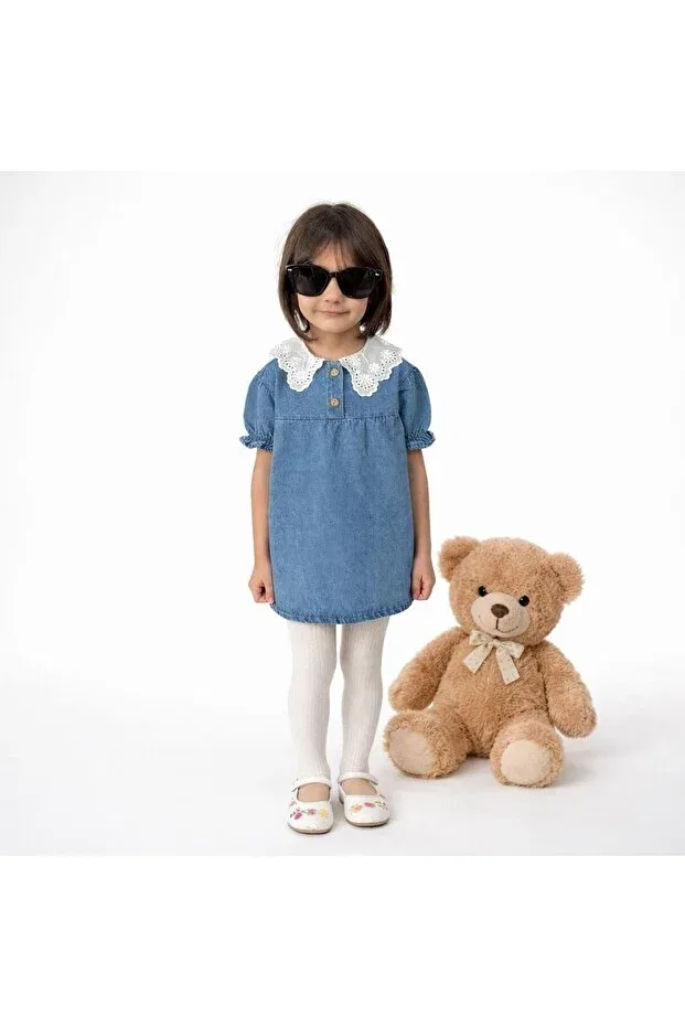 Детское платье для девочек с вышивкой Dundeekids, Blue