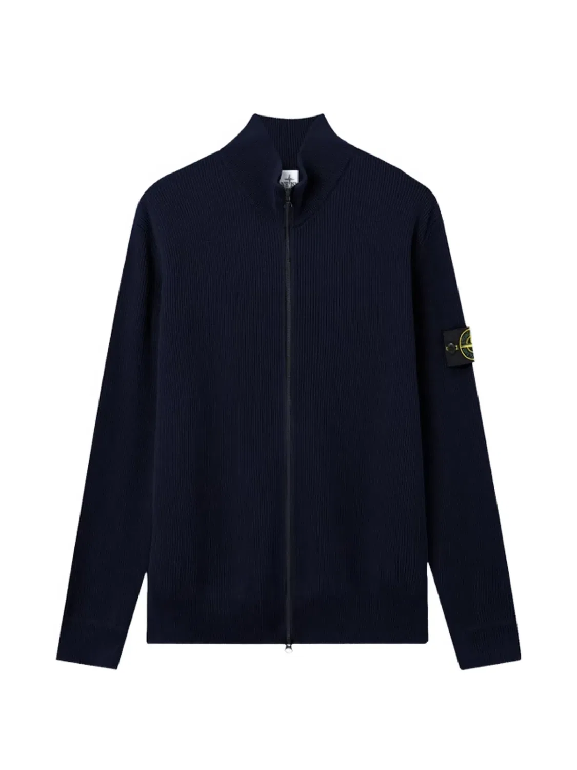 Рибановый кардиган с стойкой Stone Island, синий