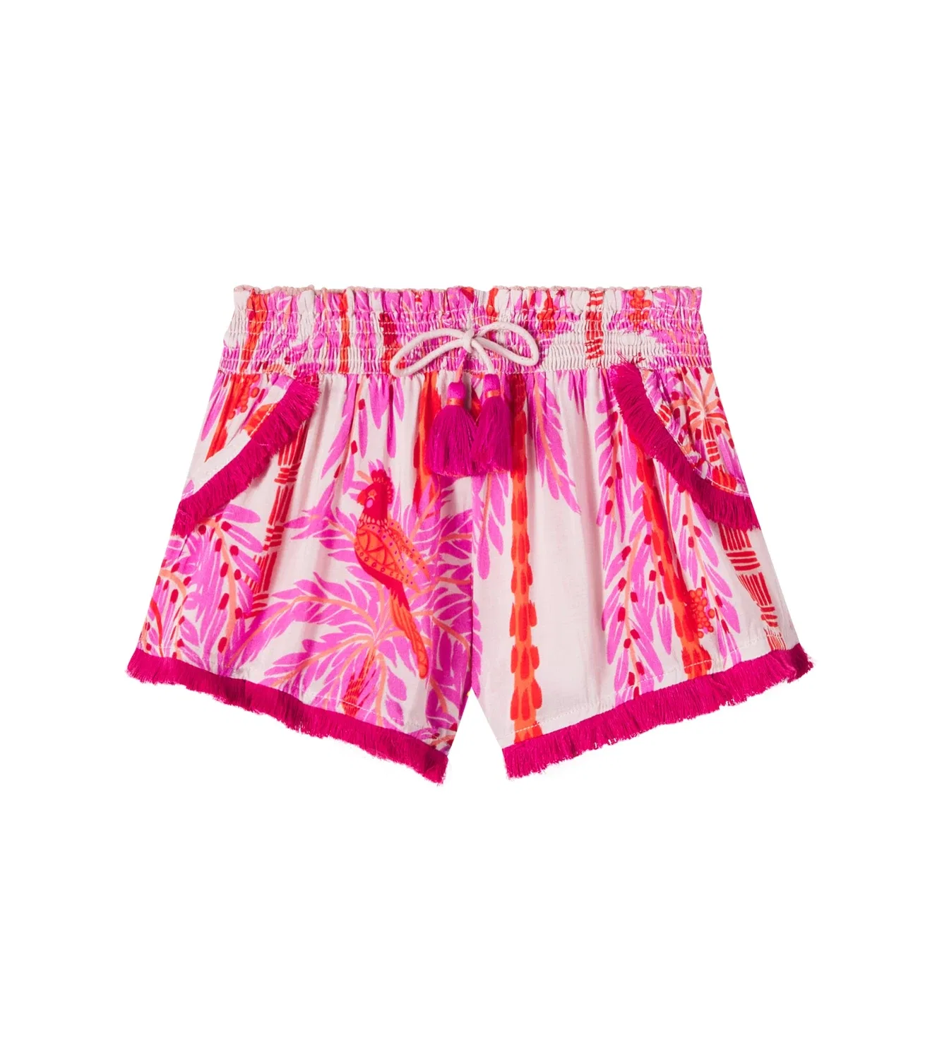 Шорты с бахромой Poupette St Barth Kids, розовый