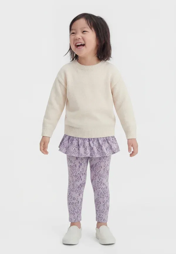 Леггинсы с принтом Mini leopard skirt baby leggings Mini Rodini Purple, фиолетовый