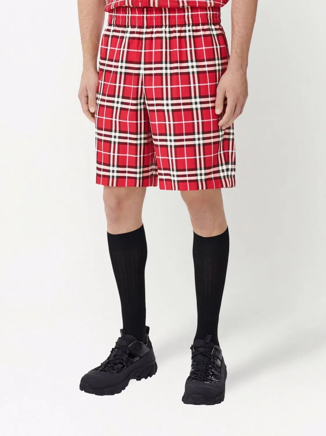 Спортивные шорты в клетку Burberry, красный — фото 3