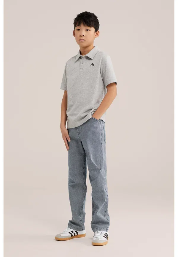 Поло из пике, Marl, We Fashion, blended light grey, светло-серый