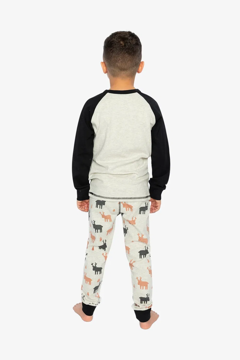 Детский комплект пижамы из органического хлопка с принтом Beige Print Elk Deux par Deux, Beige Print Elk — фото 4