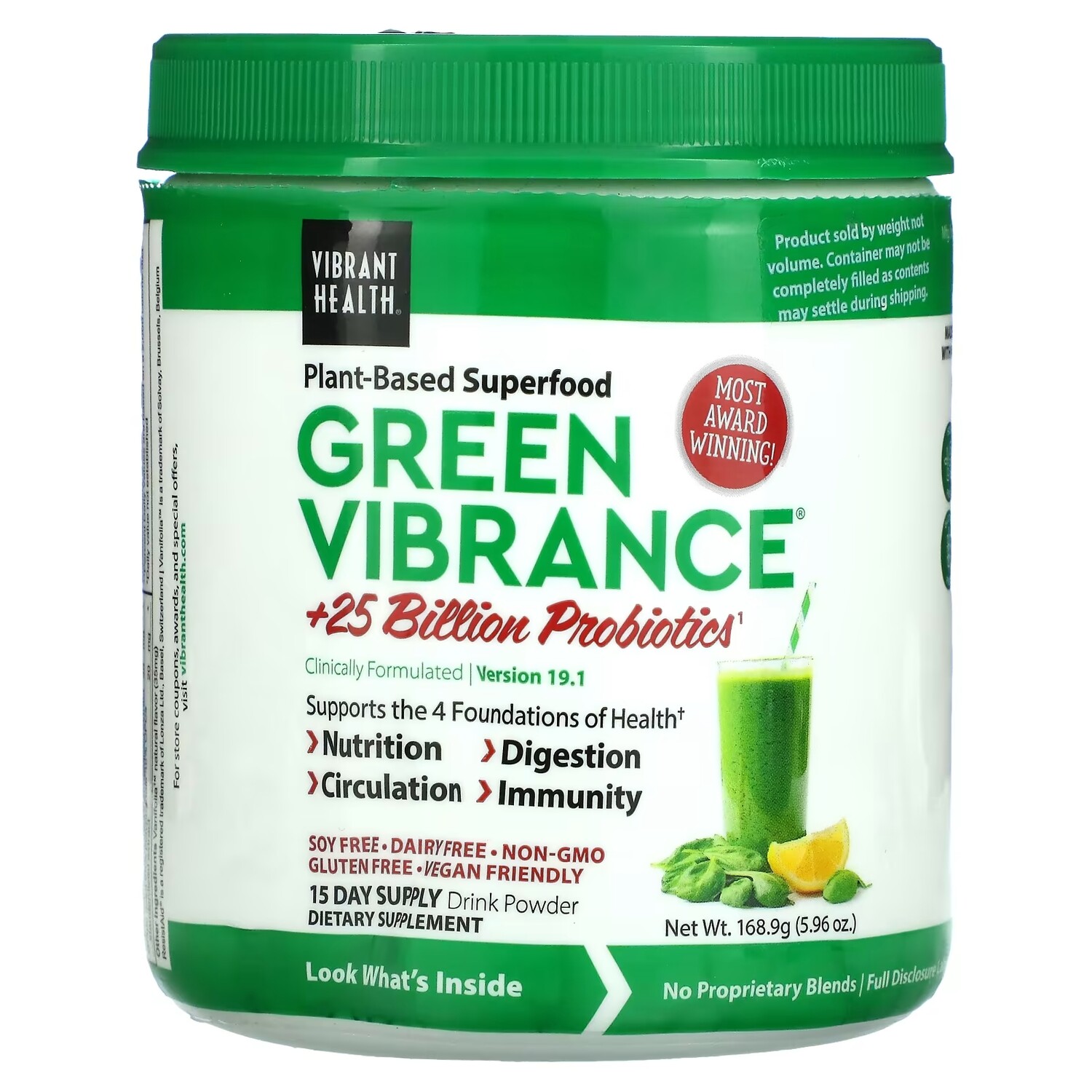 

Пробиотики Vibrant Health Green Vibrance, 168 г