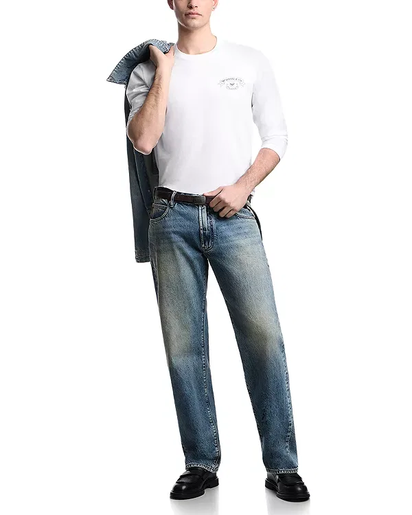 Мужские джинсы с зауженным книзу силуэтом Emporio Armani, Medium Blue Denim — фото 2
