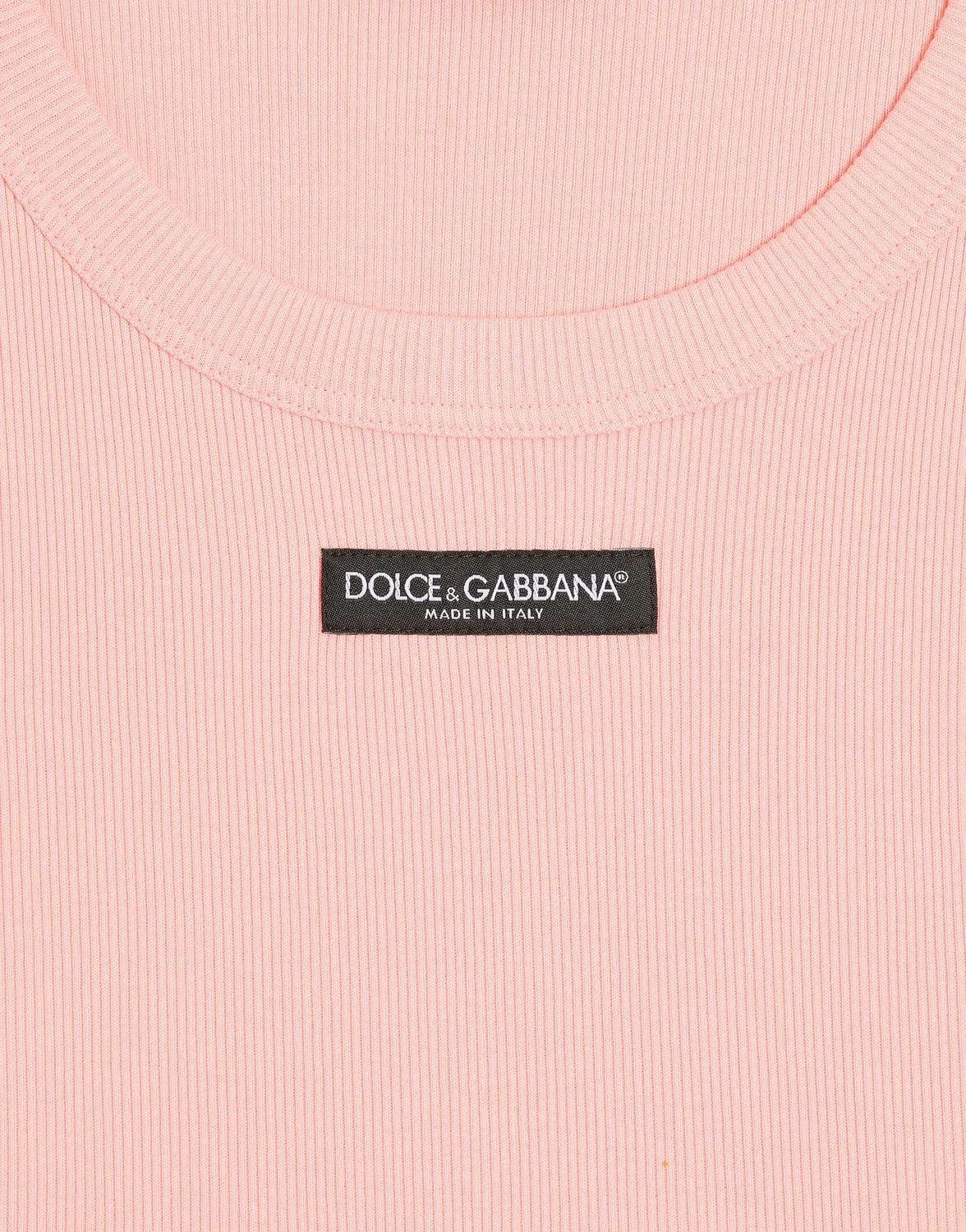 Укороченный хлопковый топ с логотипом DOLCE & GABBANA, розовый — фото 3
