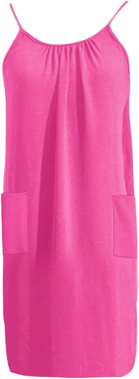 Женское пляжное платье с рюшами на спине, Hot Pink — фото 3