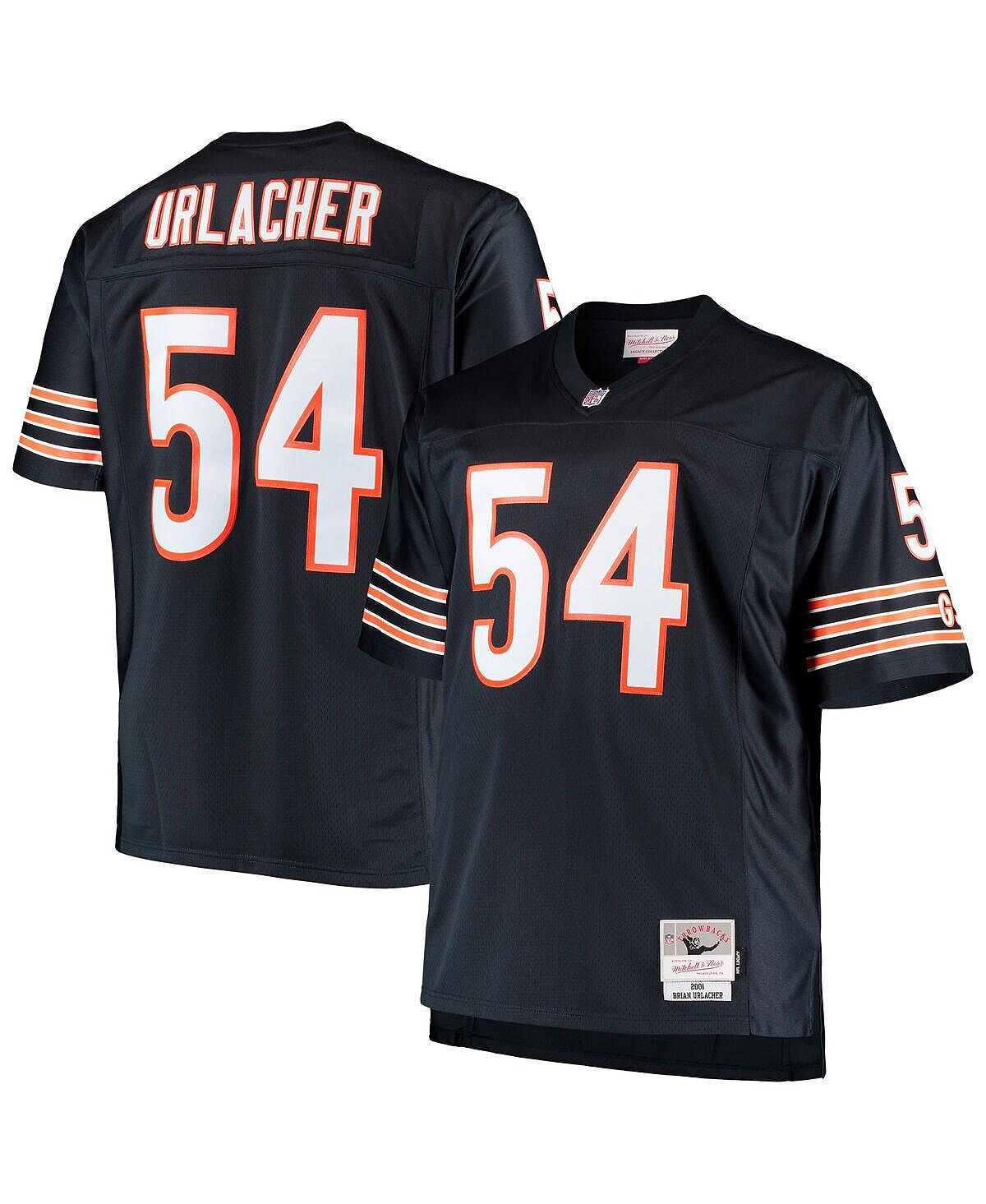 

Мужская футболка brian urlacher navy chicago bears big and tall 2001 года, копия джерси для пенсионеров Mitchell & Ness, синий