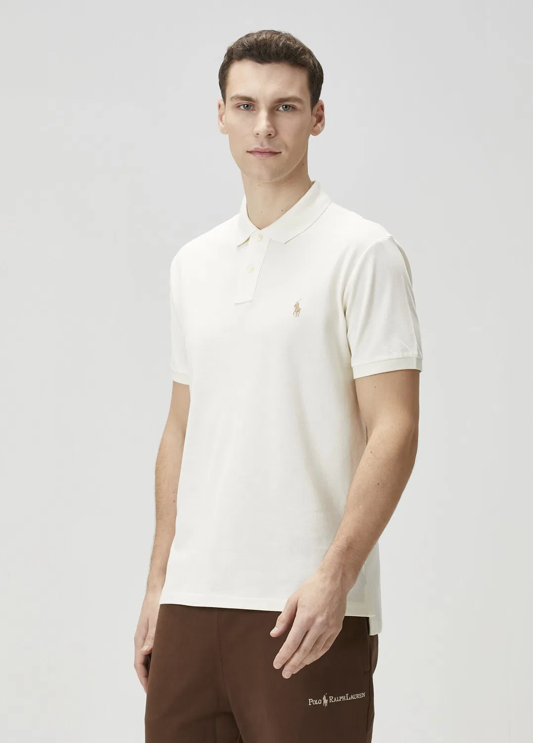 Поло Slim Fit Polo Ralph Lauren, off white — фото 3